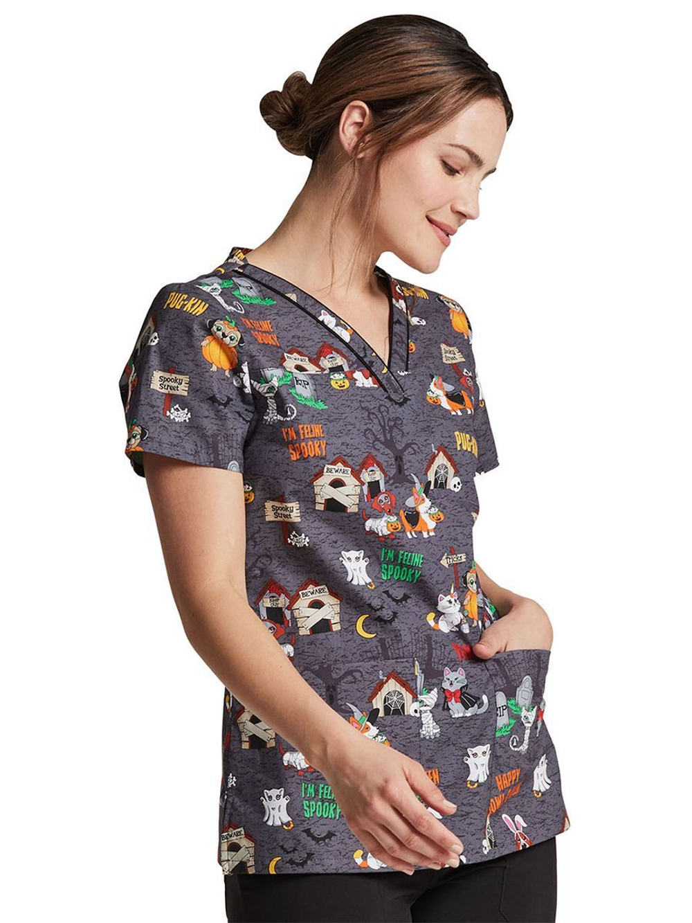 Топ медицинский женский Dickies DK709, хэллоуин, L