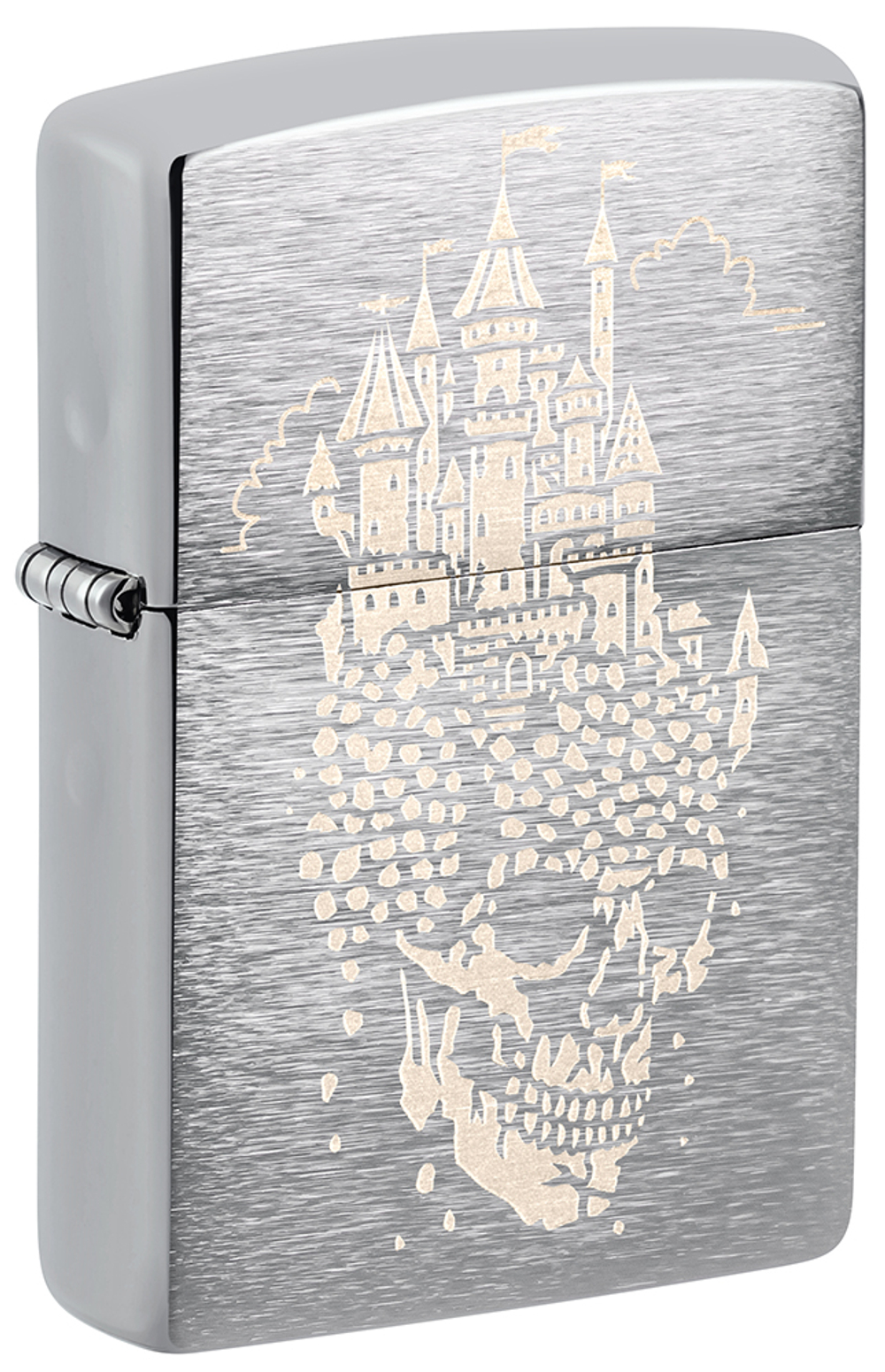 46477 Зажигалка ZIPPO Skull Castle Design Brushed Chrome