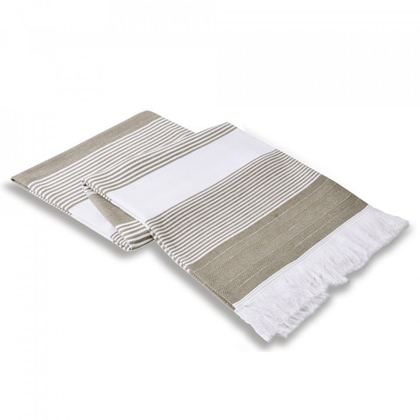 Пештемаль 100x180 L'appartement Karina white/taupe белый/горчичный