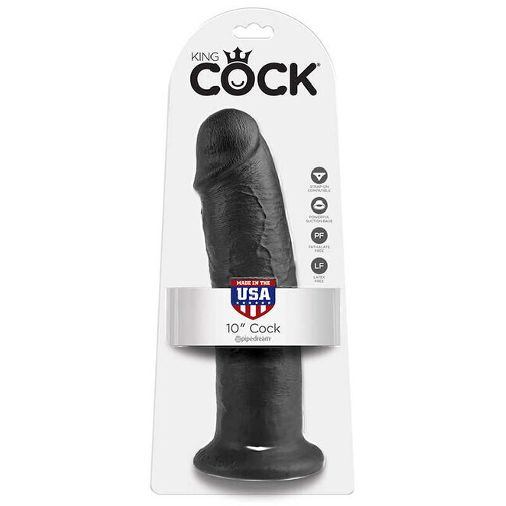 Фаллоимитатор на присоске King Cock 10" Cock, черный (Цвет: черный)