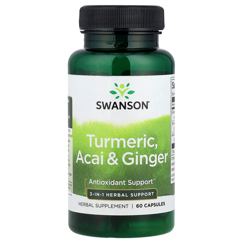 Swanson Vitamins, Куркума, асаи и имбирь, 60 капсул