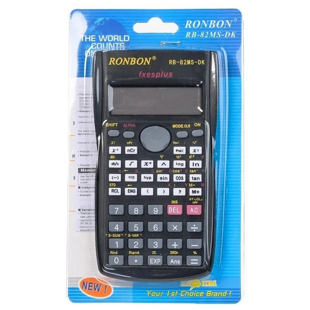 Калькулятор инженерный Ronbon 10 Bit, 2-х строчный, LCD, 20*11.5 см, чёрный