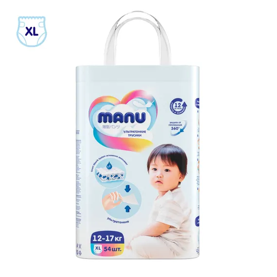 Трусики MANU ультратонкие XL (12-17 кг) 54 шт.