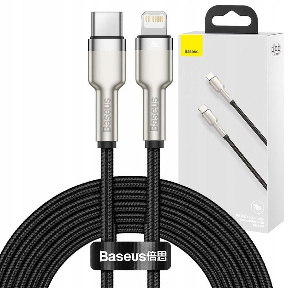 Кабель-зарядка Type-C на Lightning Baseus Cafule Metal 20W 1м CATLJK-A01 чёрный