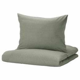 Комплект постельного белья IKEA AKERFIBBLA (ОКЕРФИББЛА), Двуспальный, Хари в клетку, 240x220, 50x80 см