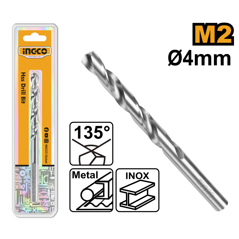 Сверло по металлу INGCO DBT11300401 INDUSTRIAL М2 HSS 4 мм