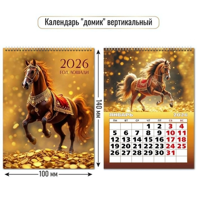 Календарь-домик вертикальный 2026 символ года (Квадра)