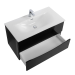Тумба с раковиной подвесная BelBagno MARINO-CER-N-1000-2C-SO-NL-P Nero Lucido, раковина белая BB-8099-100