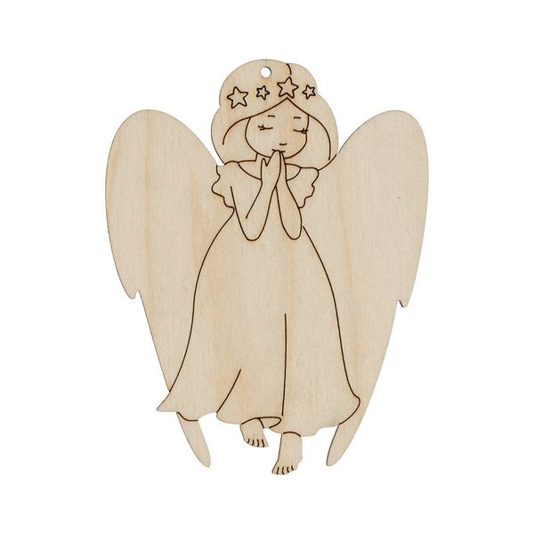 Заготовка из фанеры Подвеска Ангел, 10х9х0.3 см, 01 в платье (9х7 см), Mr.Carving БА-72