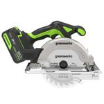 Дисковая пила акк. Greenworks GD24CS165, 24V,б/щет,165х20мм, 4800 об/мин, рез 57мм,1х5Ач,ЗУ,кор (1501607CUG)