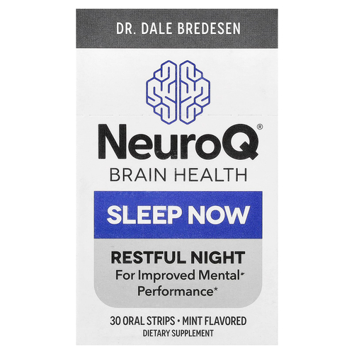 LifeSeasons, NeuroQ Brain Health, Sleep Now, мята, 30 пероральных полосок