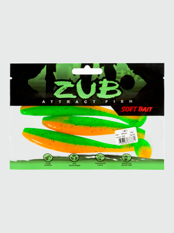 Приманка ZUB-IZI 185мм(7,3")-3шт, (цвет 022) зеленый верх - оранжевый низ
