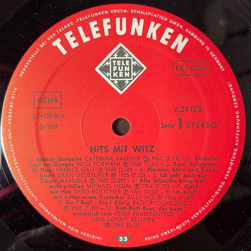 Винтажная виниловая пластинка LP Сборник Hits Mit Witz (Germany 1979)