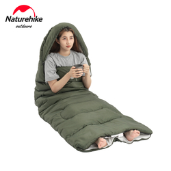 Спальный мешок Naturehike Y150L с круглым дном и капюшоном, зеленый, молния справа (NH21MSD08)