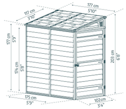 Сарай из поликарбоната Palram SkyLight Pent 4x6 grey