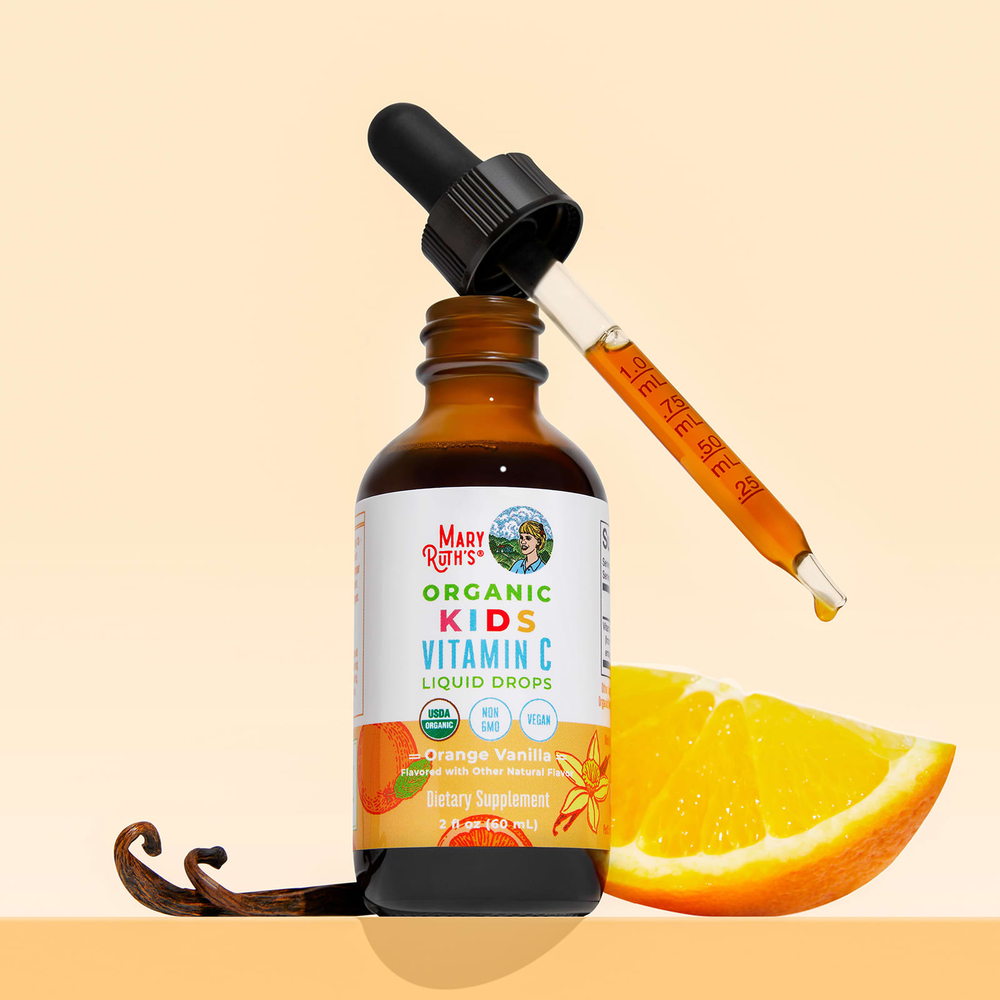 MaryRuth's, Organic, жидкие капли с витамином C для детей, для детей от 4 до 13 лет, с апельсином и ванилью, 60 мл (2 жидк. унц.)