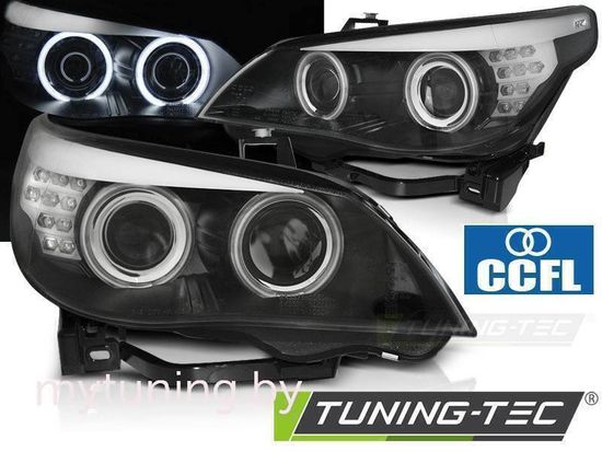 Передние фары Angel Eyes для BMW 5 E60 / E61 (03-07) CCFL Black