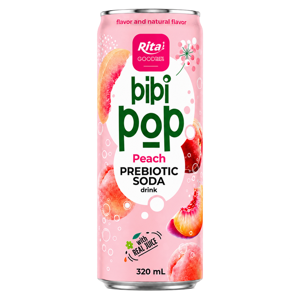Напиток газированный с персиковым соком и клетчаткой «BIBI POP»