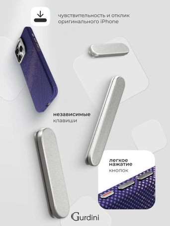 Чехол накладка iPhone 15 Pro 6.1" Gurdini Carbon Design (Magsafe & Lense holder) Galaxy Purple