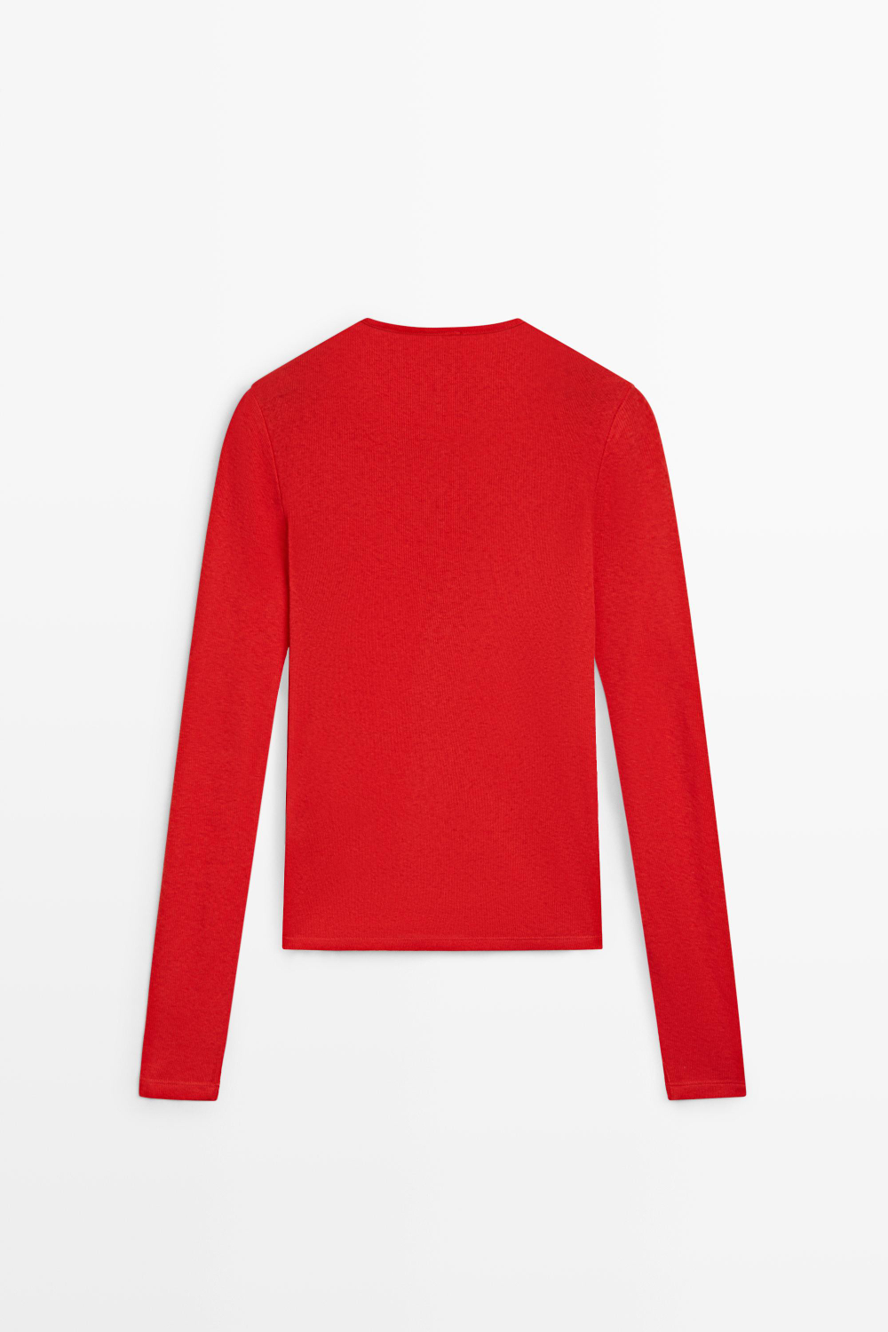 Massimo Dutti Футболка: воротник на пуговицах, длинные рукава, красный