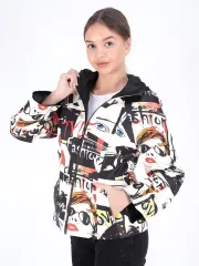 Куртка весна кожаная с капюшоном двухсторонняя