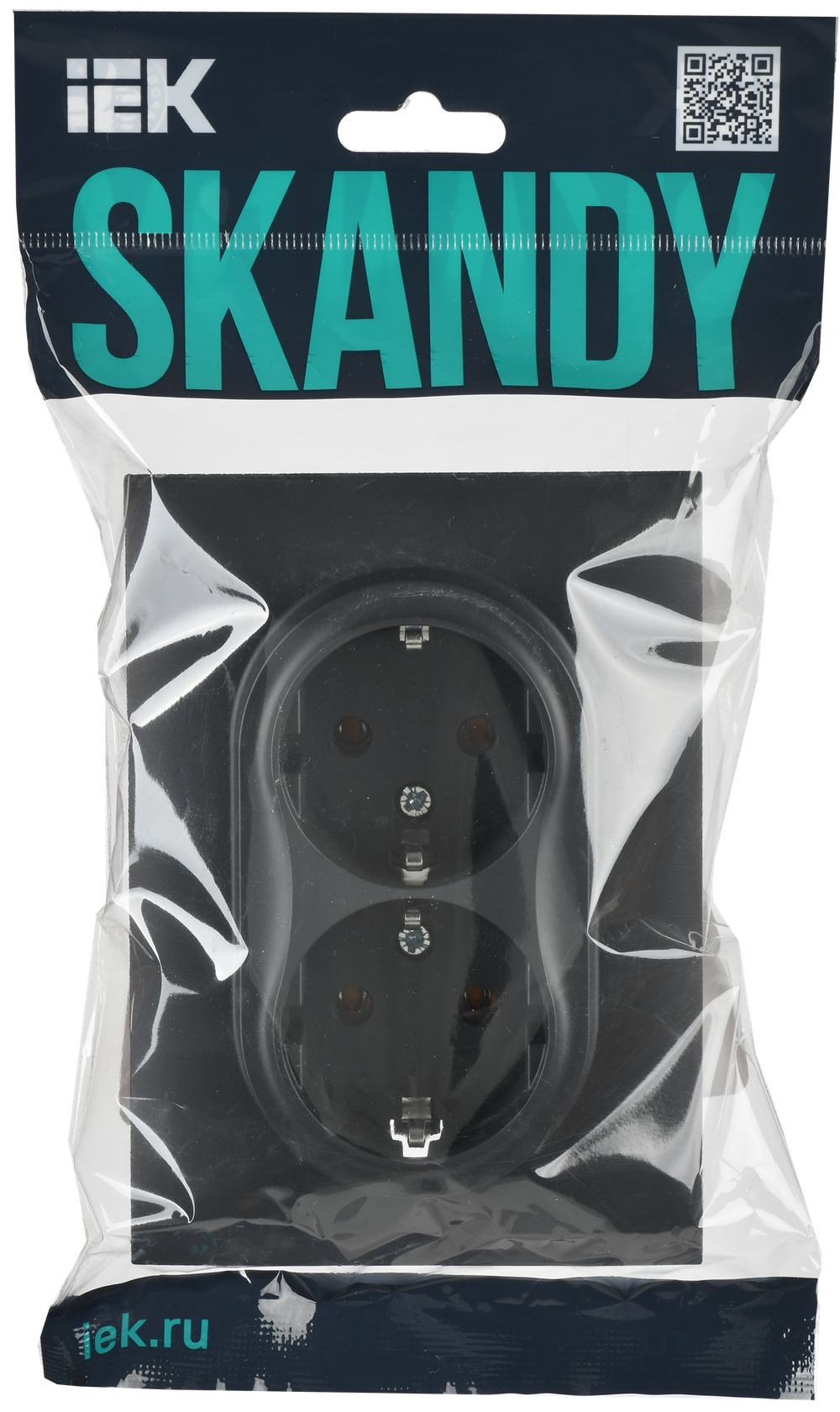 SKANDY Розетка 2-местная с заземлением без защитных шторок 16А в сборе SK-R08T титан IEK