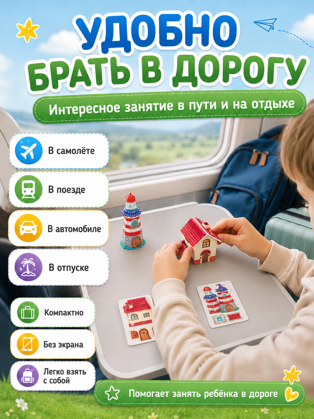 Конструктор 3D "Домики" (одной стопкой) 10 в 1, арт. 05024