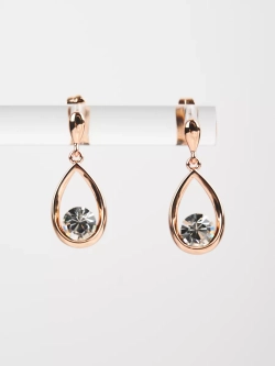 Серьги-капли Белла с белыми кристаллами Swarovski