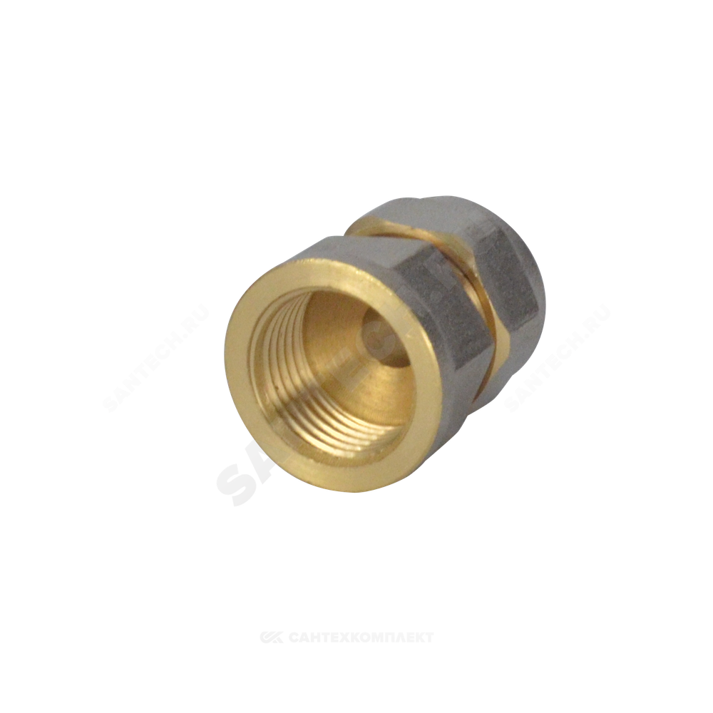 Муфта МП латунь никель обжим Дн 20х3/4" ВР ГОСТ 32415-2013 7002 Aquasfera 7002-04