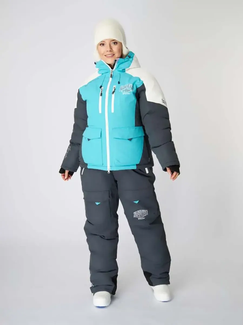 Костюм зимний женский Alaskan Vanda M белый/голубой/серый (куртка+полукомбинезон)