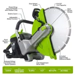 Бетонорез аккумуляторный Greenworks Арт.2009007, 82V, 3,2КВт, без АКБ И ЗУ