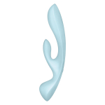 Голубой двусторонний вибратор-кролик 13см Satisfyer Triple Oh
