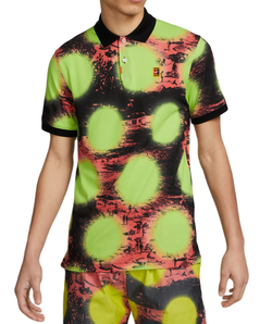 Теннисное поло Nike Polo Printed Slim-Fit Polo - volt/black/black - Multikolor