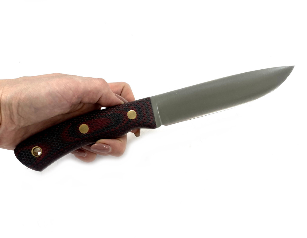 Нож Praiter, N690 конв., микарта красно-черная, 246.2154