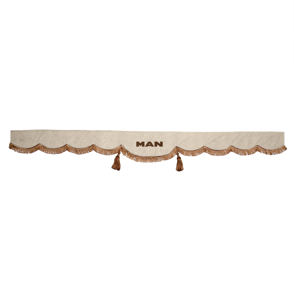 Ламбрекен MAN (экокожа, бежевый, коричневые кисточки) 230см