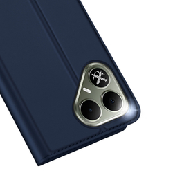 Чехол книжка из кожи синего цвета для смартфона Tecno Pova 8 5G, серия Skin Pro Series от Dux Ducis