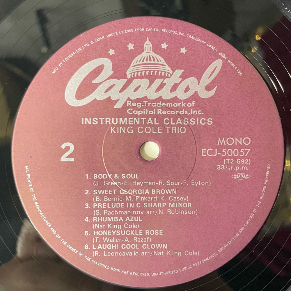 Винтажная виниловая пластинка LP The Nat King Cole Trio Instrumental Classics (Japan 1976) (No Obi)