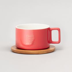 ЧАЙНАЯ ПАРА LEFARD RED 300 МЛ С БАМБУКОВЫМ БЛЮДЦЕМ