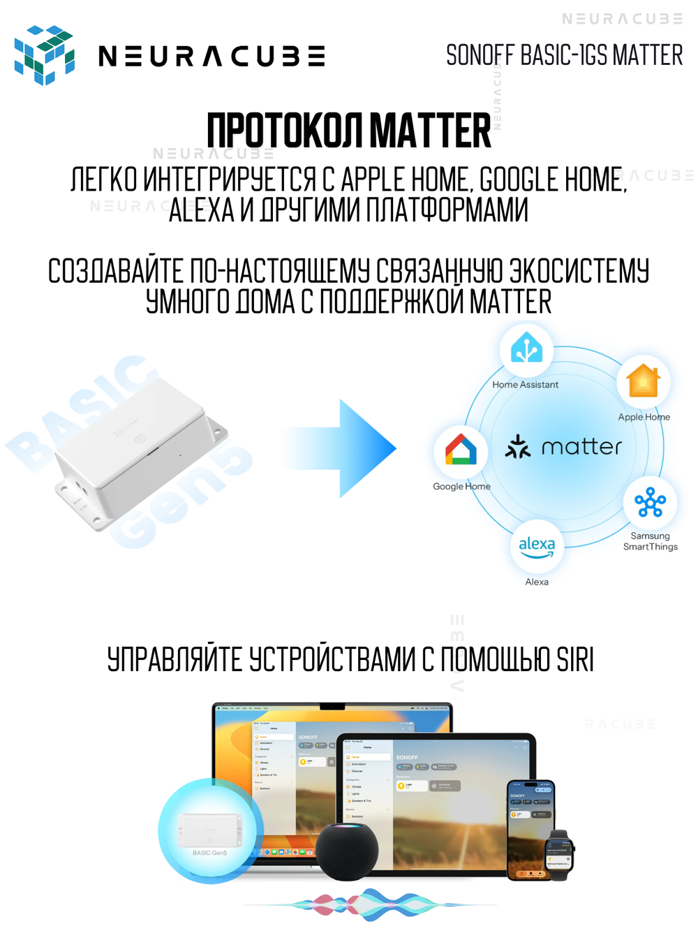 WiFi реле Sonoff BASIC-1GS MATTER