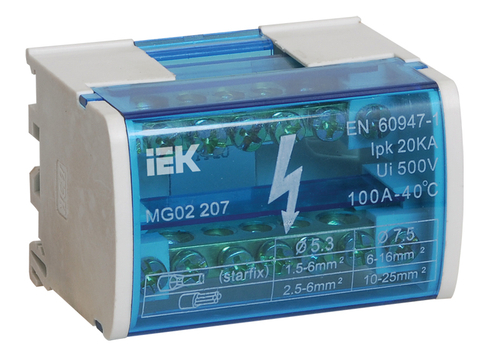 IEK Шины на DIN-рейку в корпусе (кросс-модуль) L+PEN 2х7