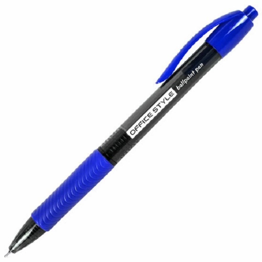 Ручка шариковая автоматическая Brauberg Office style, синяя, 0.7мм, грип