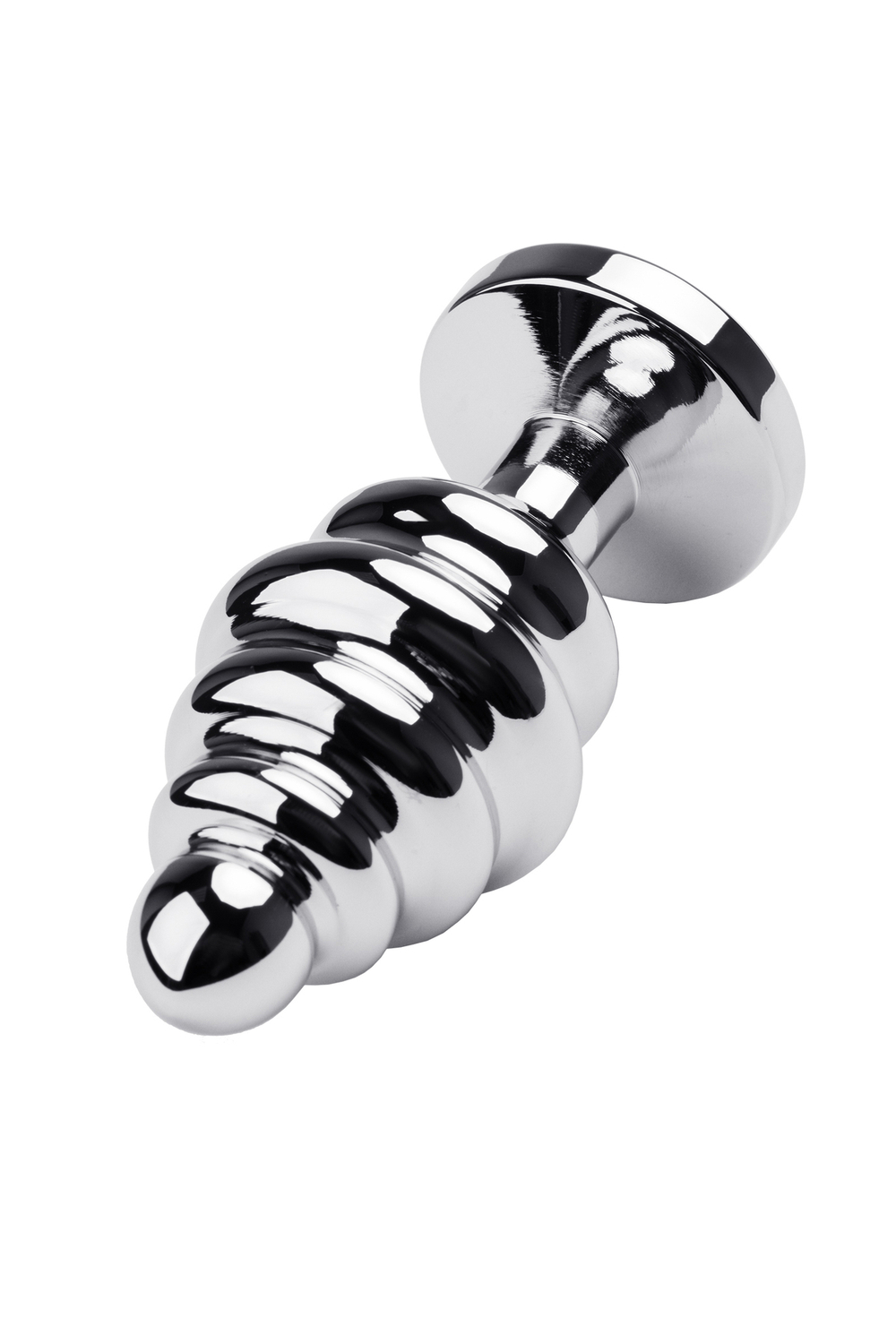 Анальная пробка Butt Plug Silver ребристая синяя 7 см
