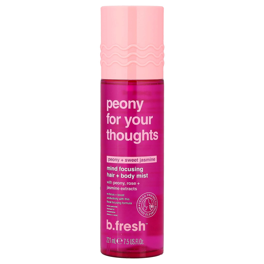 b.fresh, Peony For Your Thoughts, концентрирующий спрей для волос и тела, пион и сладкий жасмин, 221 мл (7,5 жидк. унции)