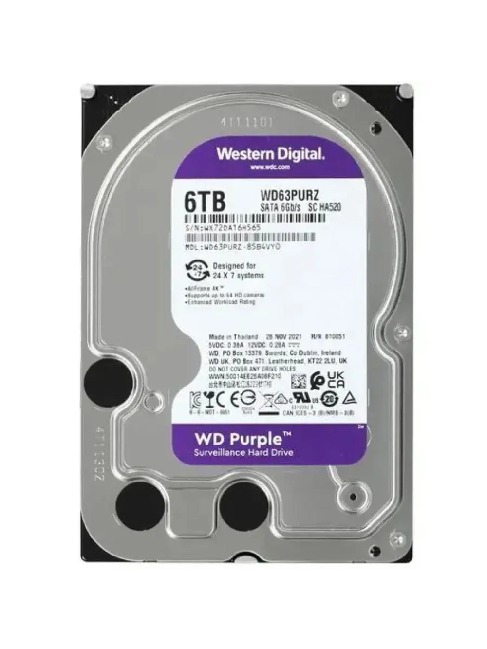 3.5" 6 ТБ Жетский диск Purple Surveillance WD62PURZ