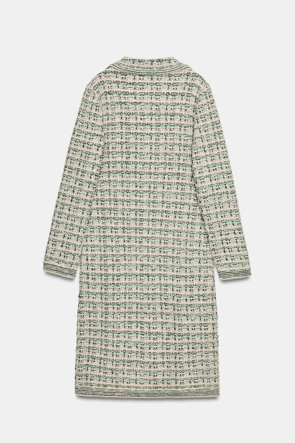ZARA ДЛИННОЕ ФАКТУРНОЕ ПАЛЬТО С БЛЕСТЯЩЕЙ НИТЬЮ, ЗЕЛЕНЫЙ