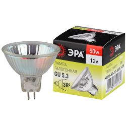 Лампа галогенная ЭРА GU5.3-MR16-50W-12V-CL 50Вт софит теплый белый свет GU5.3 | Лампы галогенные Точечные (MR, PAR)