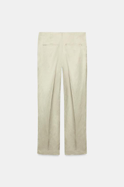 ZARA БРЮКИ ПРЯМОГО КРОЯ ИЗ СМЕСОВОГО ЛЬНА — ZW COLLECTION, КАМЕННО-СЕРЫЙ