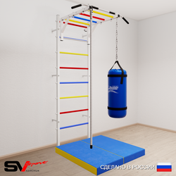 Шведская стенка Sv Sport усиленная 6295 (Турник рукоход/Канат/Цепь/Мешок 15кг/Мат 1м)
