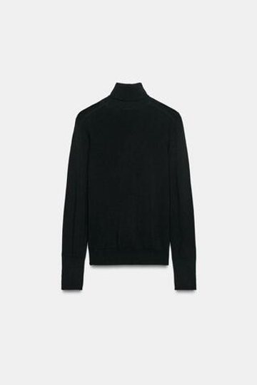 ZARA БАЗОВЫЙ СВИТЕР С ВЫСОКИМ ВОРОТНИКОМ, ЧЕРНЫЙ