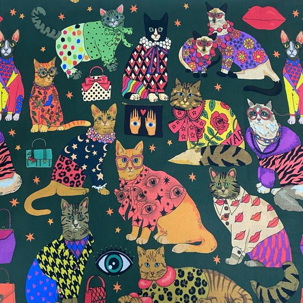 СТИЛЬНЫЕ КОТЫ, 100% хлопок Handmade Fabrics 1